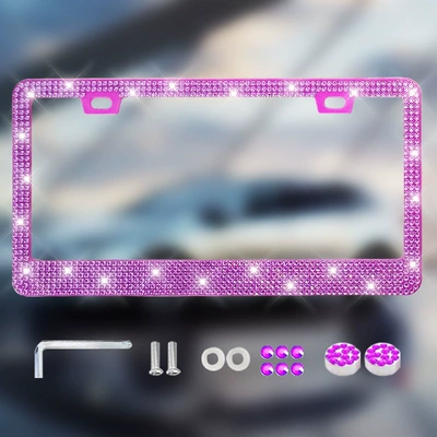 Frames, Three Styles of Plastic: License plate holder/license plate holder - square-hole-sharp-corners-wide-edges-single-piece-purple