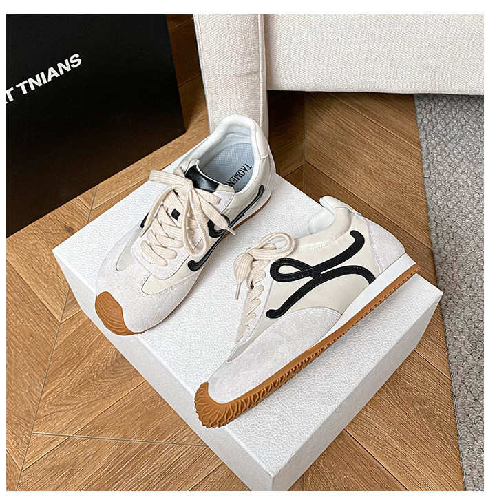 Giày sneaker nữ dáng Agandexun buộc dây tăng chiều cao bên trong 5 cm, mũi tròn, phong cách casual — Màu hồng, Màu nâu đậm, Màu xám, Màu đen chi tiết 32
