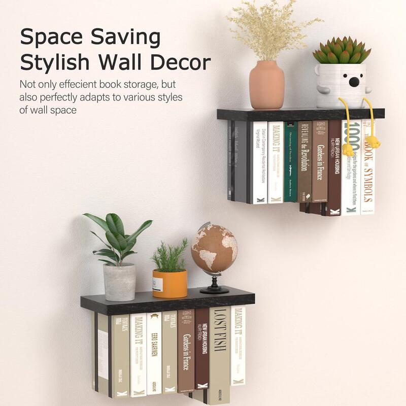 Iron and Wood Combined Suspended Wooden Bookshelf Floating Shelf Bedroom Room Wall Decoration Pendant Wall Storage Rack