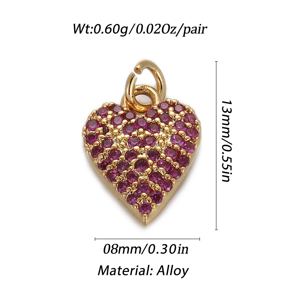 2g Weight Pendant Jewelry Making Type Gold Plated Plating Material Zircon Inlay Material 1 Piece Quantity Casual, Daily Occasion Copper Material Heart Shape Pattern Women's Gender Simple Style Style 1 Piece Copper Zircon Gold Plated Heart Shape Pendant 3
