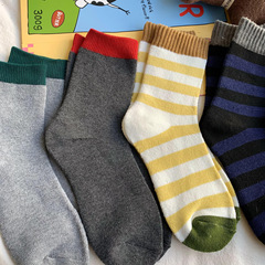 美拉德ins東大門撞色羅口條紋襪秋冬季堆堆襪中筒加厚毛圈襪子女