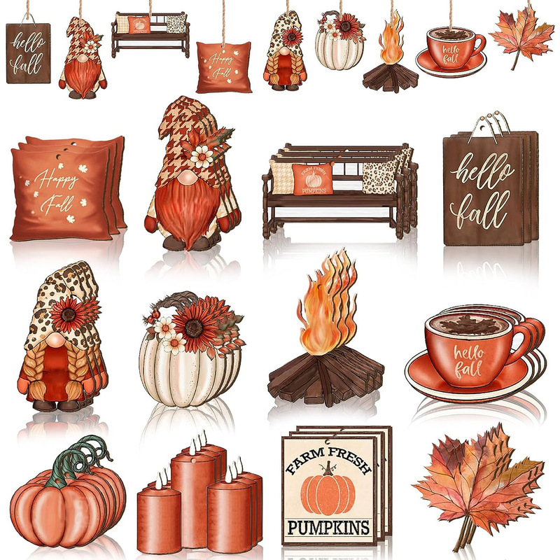 Cross-Border Pumpkin Leaf Flower Autum Tree Decoration Holiday Party Decorations Autum Thanksgiving Outfit Dwarf Wooden Hangings