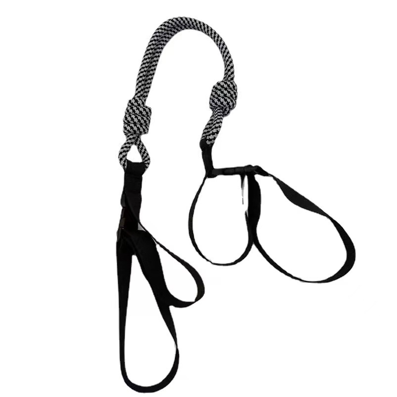 Japonés hecho en casa blanco y negro correa de hombro de nylon Flor de lona portátil durable simple correa de hombro bolsa de cuerda redonda