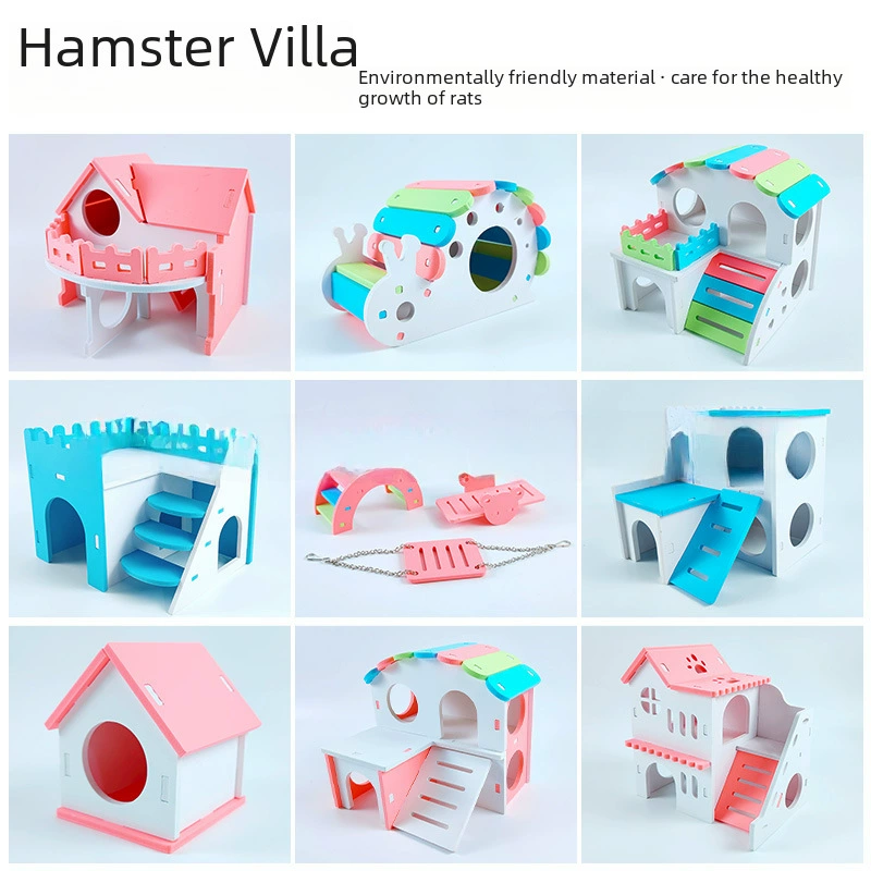 Hamster playset villa with house, swings and accessories, colorful, easy assembly