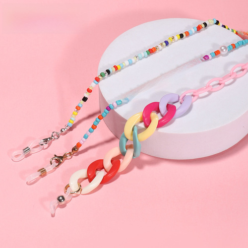 Sugarcane Color Acrylic Chain Earrings Korean Decorative Chain Anti-lost Lanyard Insta Celebrity Style Eyeglass Chain