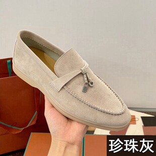 2026 Spring and Autumn New Old Money Style LP Loafers Women's Flat Casual White Soled Single Shoes Slip-on Lazy Shoes 5