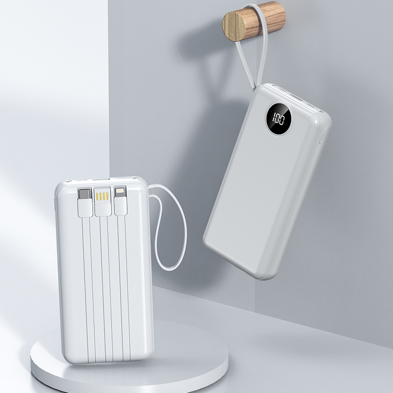 工場クロスボーダーミニパワーバンク 20000 mAh 内蔵ケーブル付き大容量デジタルディスプレイモバイル電源ギフト印刷|undefined