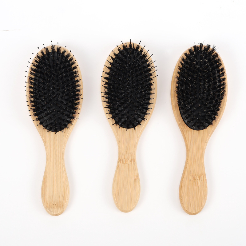 竹製豚毛ヘアエアバッグコーム、マッサージヘッドコーム、髪を滑らかにするスタイリングエアクッションコーム、ロングヘアふわふわコーム|undefined