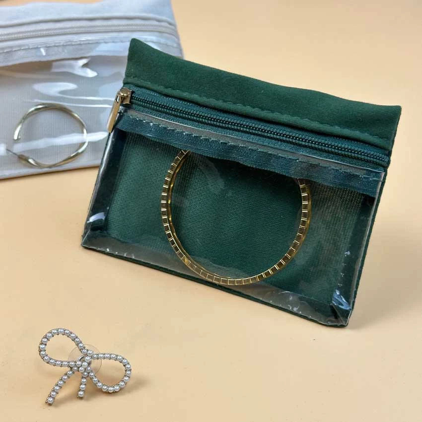 Новый портативный бархатный ювелирный мешок для хранения серьги-гвоздики браслет ювелирные изделия прозрачная сумка на молнии сумка для гарнитуры