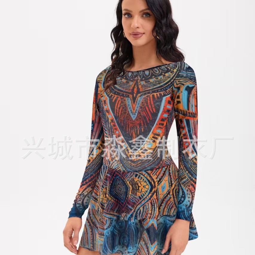 Traje de baño de una pieza estilo bikini europeo y americano 2025, traje de baño de malla protectora solar ruso para mujer image 5
