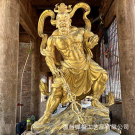 寺庙门神哼哈二将神像图片 黄铜铸造哼哈二将护法佛像价格