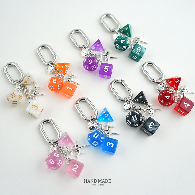 Little Red Book Hot Sale Good Luck Dice String Original Keychain High Sense Multi-element Fashion Bag Pendant Waist Hanging