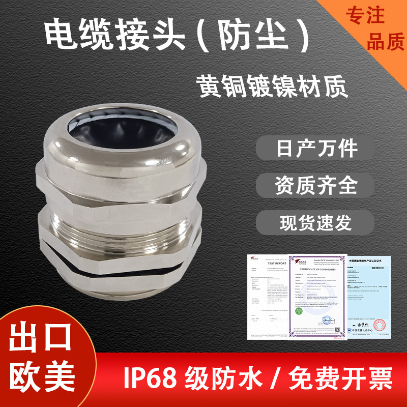 黄铜电缆防水接头密封防护固定格兰头IP68船舶耐盐雾电缆接头