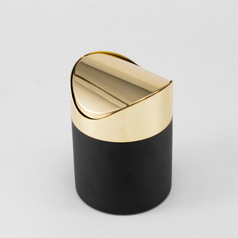 304 Stainless Steel Desktop Mini Trash Bin Cartridge Golden Office Small Trash Bin Basket Household Bathroom