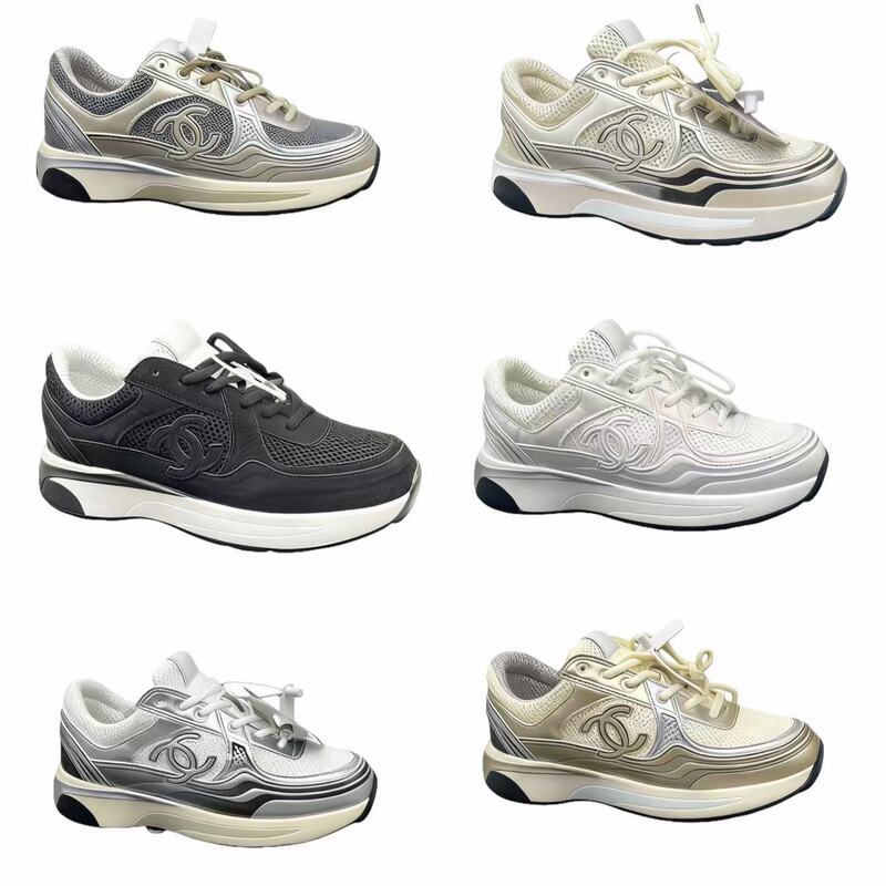 Chanel-Style Silver Sneakers 2026 New Model Mesh Versatile Low-Top Casual Unisex Shoes Thick-Soled Dad Shoes Chanel-Style Silver Sneakers 2026 New Model Mesh Versatile Low-Top Casual Unisex Shoes Thick-Soled Dad Shoes