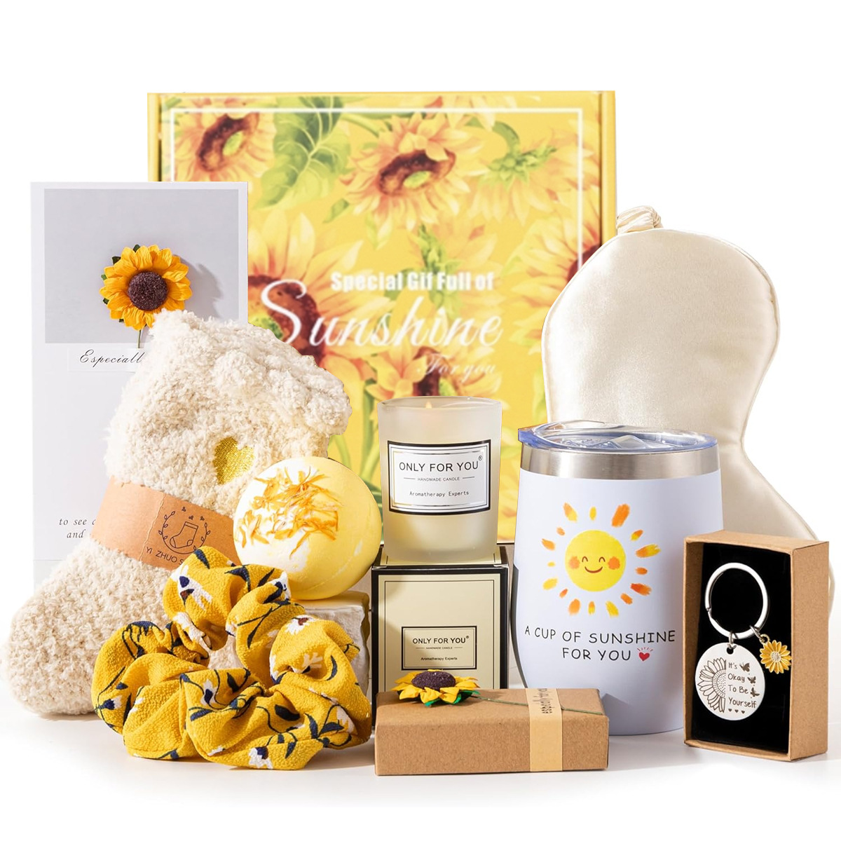 Conjunto de regalos de baño con tema de girasol transfronterizo Bolas de baño de baloncesto caja de regalos de condolencia Regalos del día de la madre