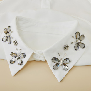 Chiffon women's clothing all-match beautiful neck clothing accessories anti-exposure clothes accessories butterfly women's neckline Diamond-embedded high-grade niche clothes