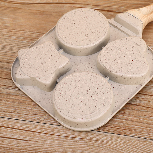 Sun and Moon Stars Household Multi-Function Four-Hole Egg Pan Three-in-One Non-Stick Breakfast Pan Portable Maifanstone Pan