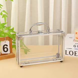 Ready Stock Large-Capacity Aluminum Alloy Cosmetic Case Multi-Functional Transparent Portable Display Case for Cosmetics and Makeup Set Storage