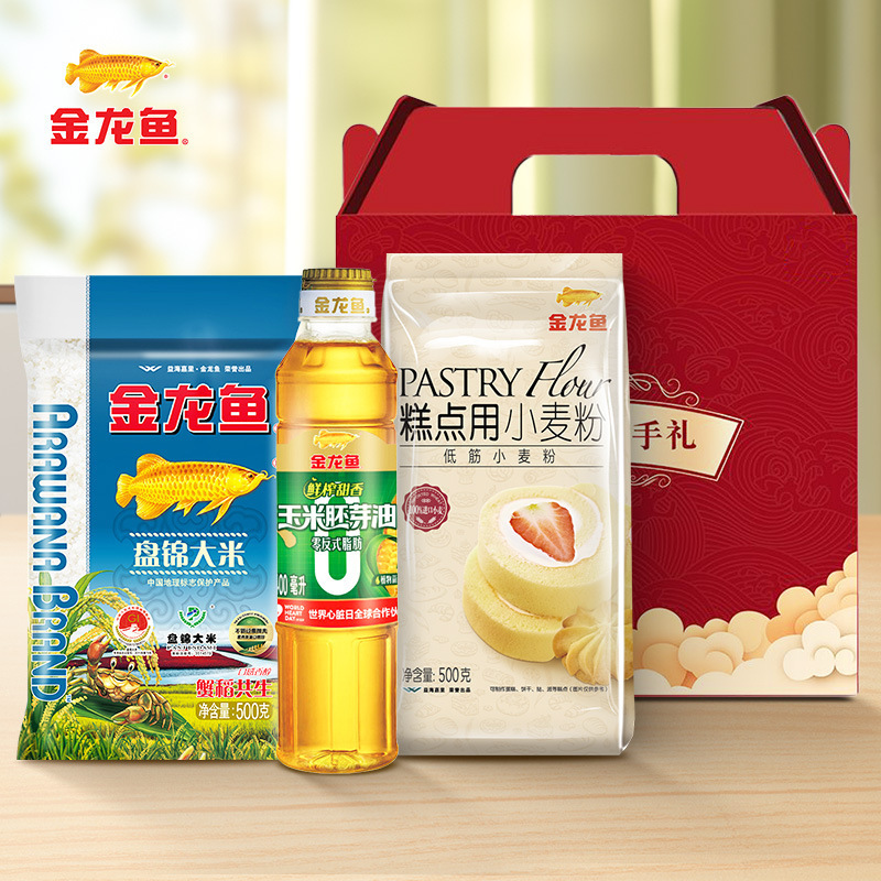 金龙鱼油米组合 食用油400ML稻米油大米500G礼盒 伴手礼批发包邮|undefined