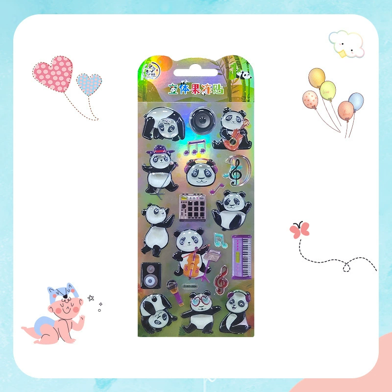 Карточка: Cartoon cute children's waterproof award for kindergarten, stickers for elementary school students, panda, cute animals, 3D, Birthday gift