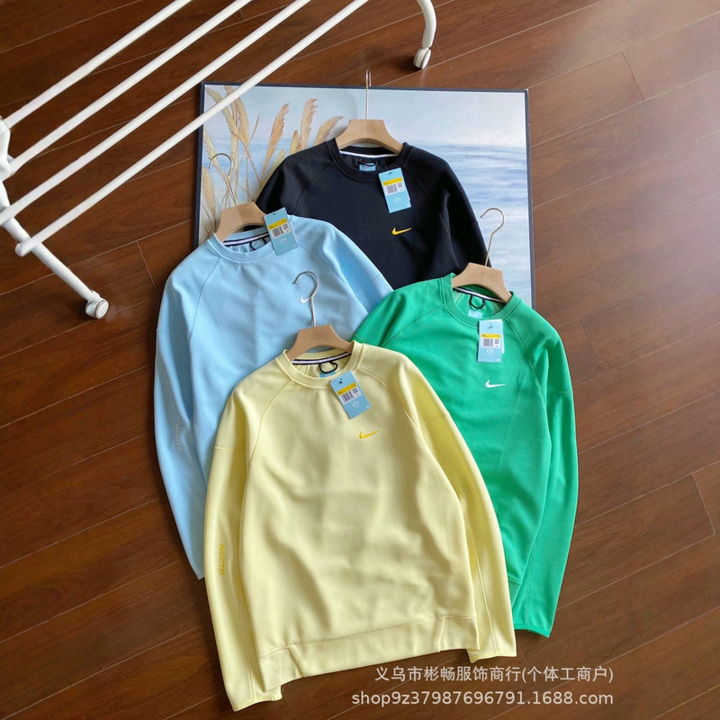 Nk Little Hook Silicone Nocta Collaboration Tech Fleece Brand Logo Print Sports Crewneck Sweatshirt