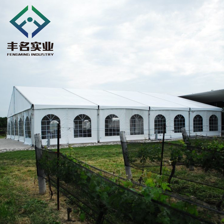 10x20m农庄餐饮聚会活动帐篷 户外遮阳防雨带透明窗欧式遮阳篷房