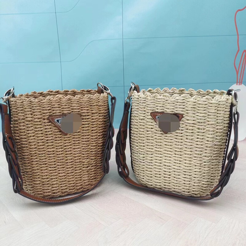New Paper Straw Woven One Shoulder Satchel Straw Cylinder Women's Bag Mini Casual Bag