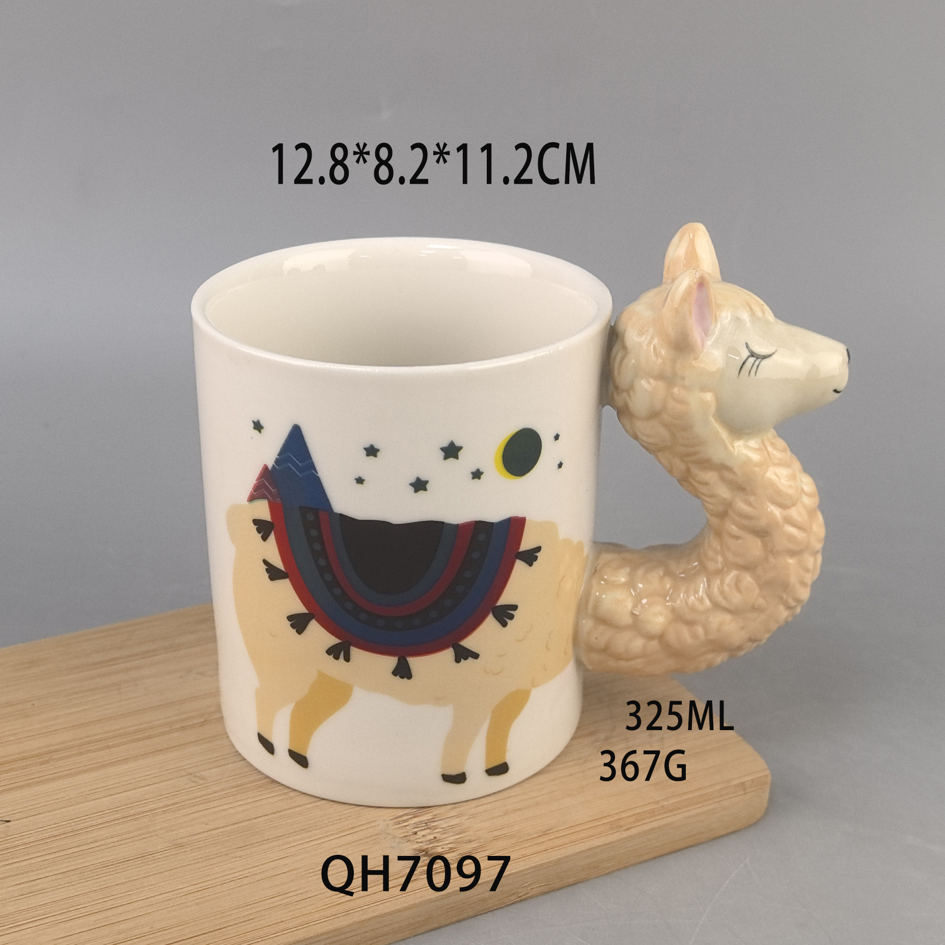 Divertida y divertida alpaca de forma extraña taza de cerámica decalque pintado taza de temperatura media 3D taza de cerámica