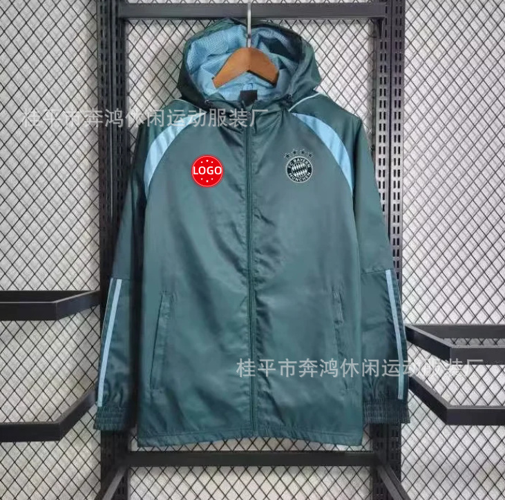 2526 chaqueta de fútbol con capuz nueva chaqueta de calentamiento a prueba de viento Barcelona Arsenal Real Madrid Manchester United chaqueta deportiva