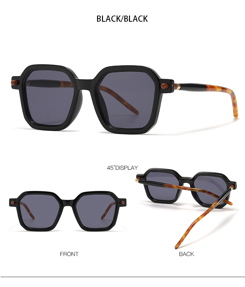 80g Weight Full Frame Glasses Structure Sunglasses Classification Ac Lens Material Square Glasses Style Daily Occasion Color Block Pattern Women'S Gender Patchwork Design Fashion Style Black Color Fashion Color Block Ac Square Patchwork Full Frame Optical Glasses 8