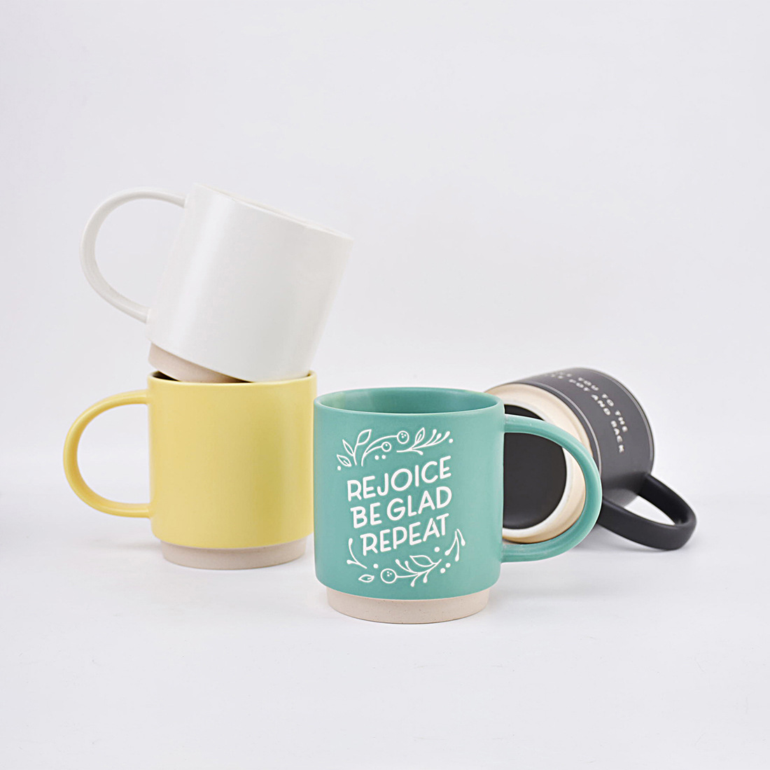 ceramic Multicolour Stacking coffee Mugs for hot beverages