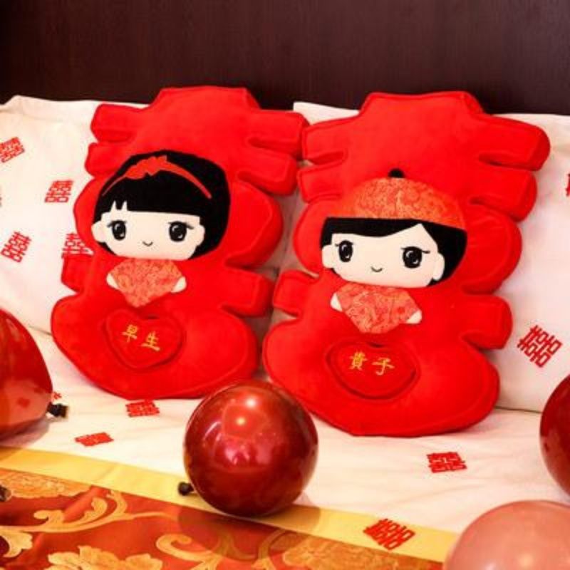 Muñeca de la cama de la boda un par de decoración de la cama de la boda nueva boda regalo muñeca de boda almohada muñeca boda image 3