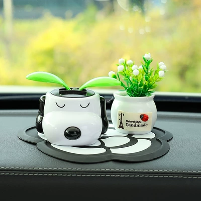 Interior Accessories Car Solar | Car ornaments - puppy-sunflower-white-auspicious-fruit-camellia-mat