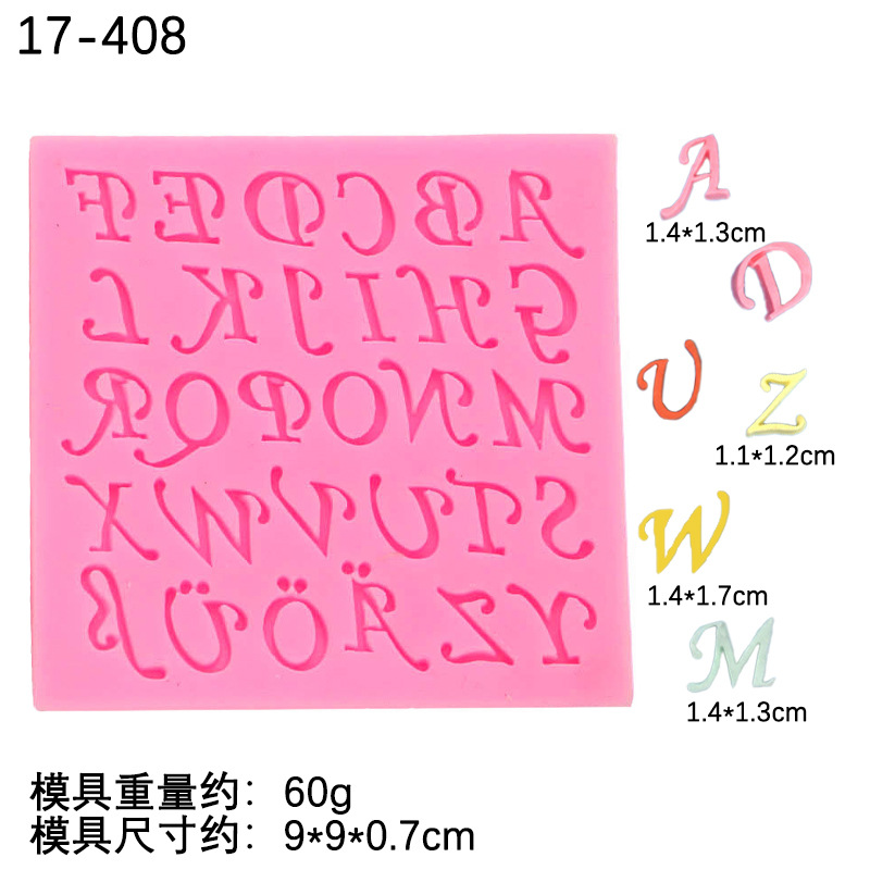 26 letras inglesas fondant molde de silicona DIY pastel decoración chocolate galleta arcilla epoxi molde de silicona