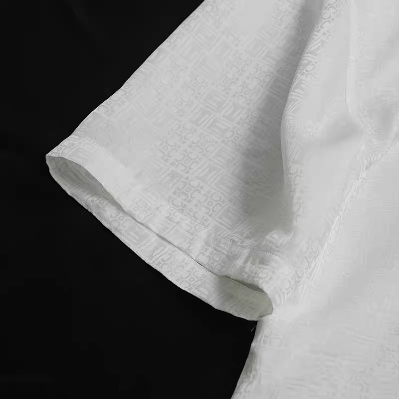 Áo thun nam tay ngắn lụa Mulberry Silk mùa hè, phong cách trẻ trung thoáng mát — Trắng 8876 chi tiết 7