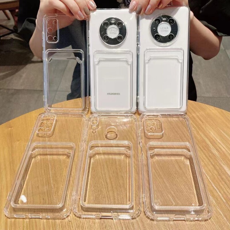 Suitable for Xiaomi 14 Card Holder Phone Case, Redmi 15 Anti-Drop Precision Hole Tpu Transparent Poco Protective Cover