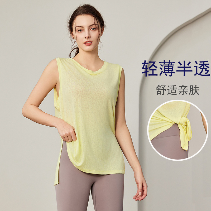 Yoga Wear Sleeveless T-Shirt Pilates Running Training Fitness Top Quick-Drying Sports Vest Loose Breathable Blouse