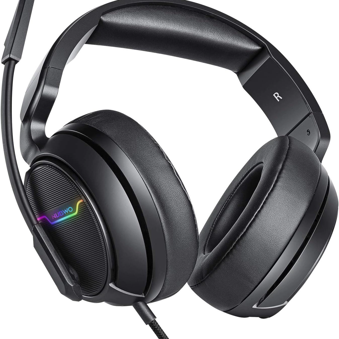 NUBWO N18 наушники для киберспорта, ПК/консоли, RGB, микрофон, кабель USB/3.5 мм, вес 0,52 кг, бренд
