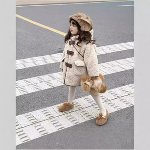 Wholesale Boutique Girls' Outwears Autumn and Winter New Korean Style Girls' Cute and Fashionable Plush Hooded Outwears