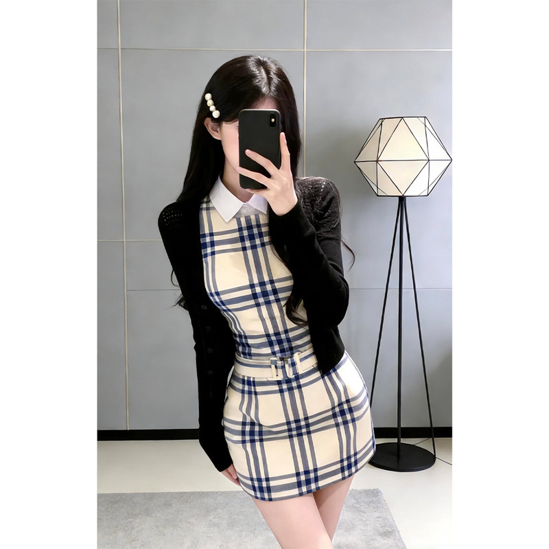 Short Knitted Cardigan Jacket Paired with a Waist-Cinching Tank Dress Two-Piece Set 2026 New Summer Women's Outfit