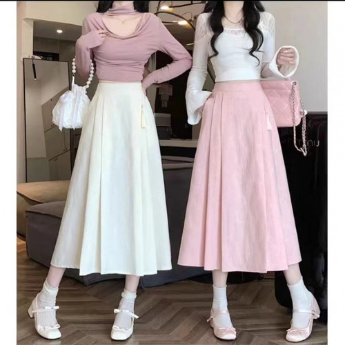 Half-length Skirt 2025 Summer New Chinese Style National Wind Embroidered Maquan Skirt High-waist A-line Medium-length Pleated Dress