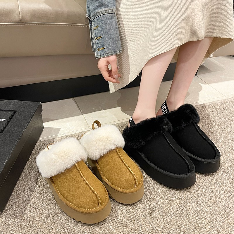 Botas de nieve para mujer para usar como ropa exterior zapatos peludos de suela gruesa 2023 otoño e invierno nuevo estilo de piel integrada más medias zapatillas con puntera de terciopelo_voghion.com