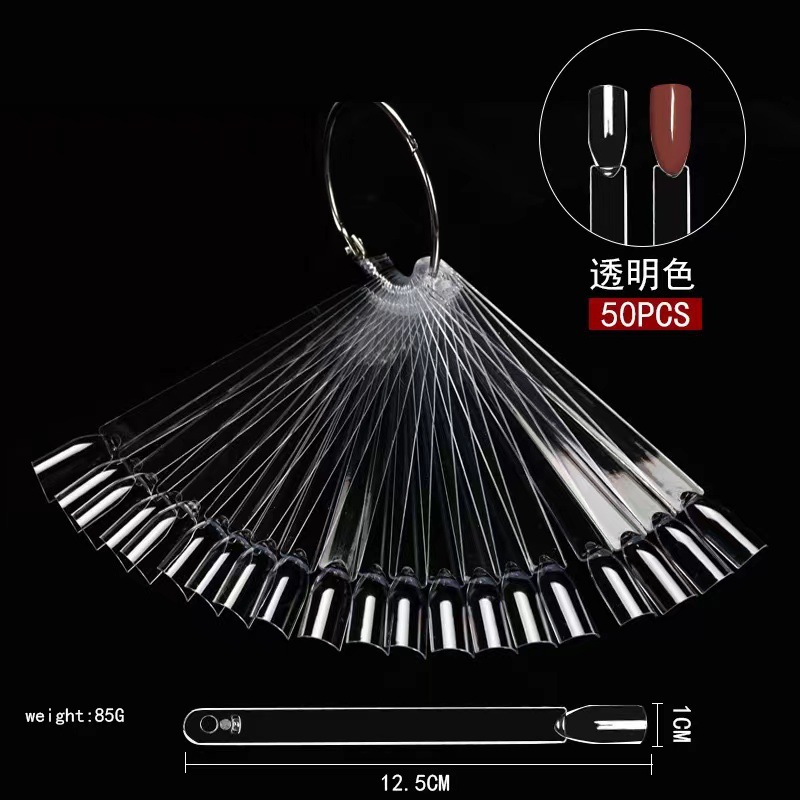 Nail Art Placa de color 50 piezas Tarjeta de color en forma de abanico arte de uñas multi-estilo esmalte de uñas pantalla color placa práctica tarjeta de color en stock