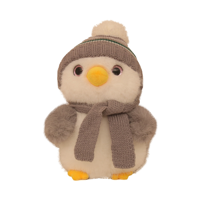 Nuevo invierno con sombrero pingüino peluche muñeca pingüino para enviar amigos para acompañar linda bufanda muñeca pingüino