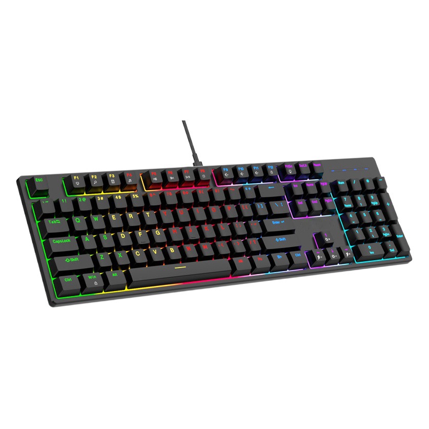 Real Teclado mecánico fuente de fábrica RGB juego Verde eje a prueba de polvo impermeable 104 teclas competitivo teclado de metal al por mayor