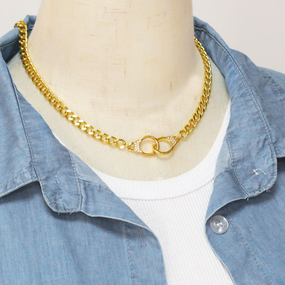 Fashion Handcuffs Copper Inlay Zircon Bracelets Necklace