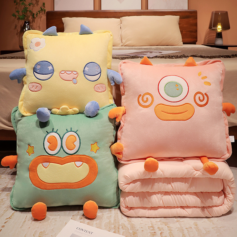 Dopamina monstruo almohada edredón de doble uso oficina plegable manta dos-en-uno siesta almohada sofá almohada