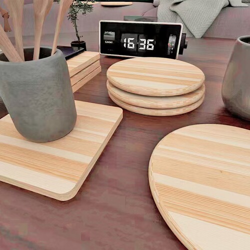 Wooden Coasters, Pine DIY Hand-Painted Round & Square Wooden Pieces, Home-Use Solid Wood Coasters, Wooden Tabletop Heat-Resistant Mats