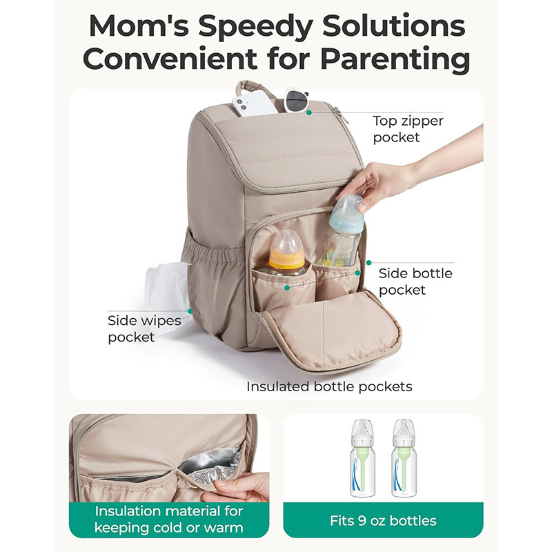 Amazon nueva bolsa de pañales de cama de dama, mochila para mamás, mochila para bebés pequeños, mochila de pañales de viaje mini ligera